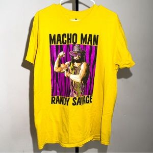 Macho Man Randy Savage WWF Short Sleeve Yellow Men’s Large Graphic T-Shirt